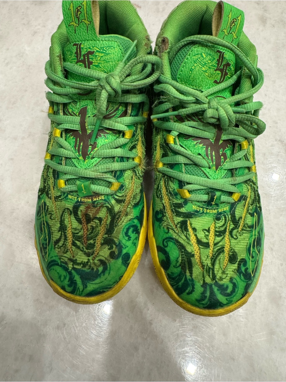 Puma Kids Green and Yellow Graphic Sneakers